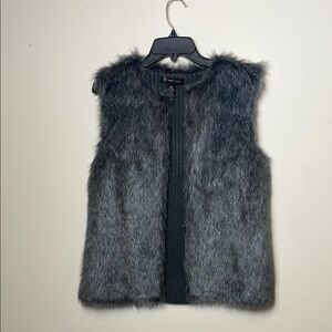 INC International Gray Faux Fur Vest